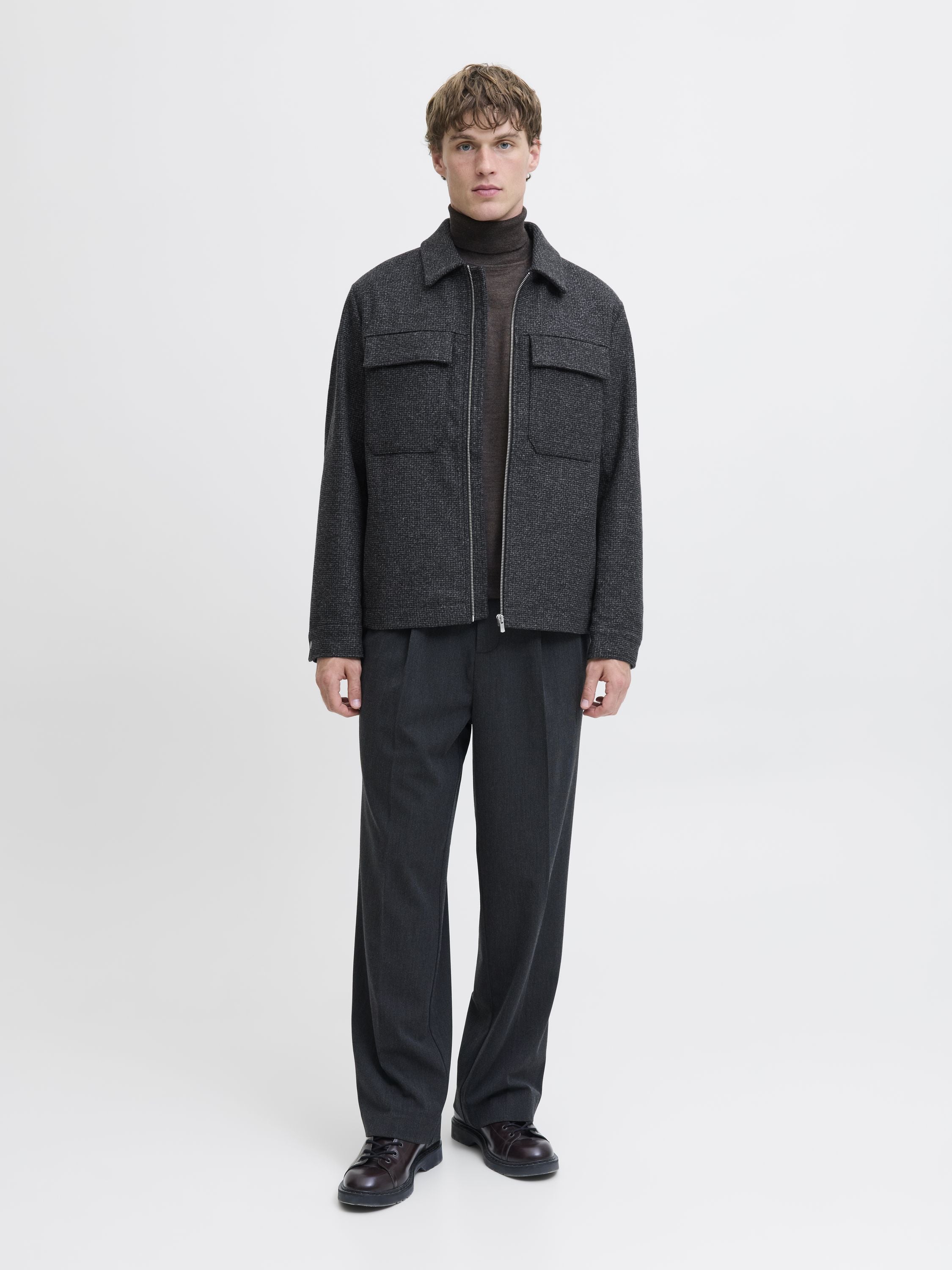 Übergangsjacke mit aufliegendem Kragen - Charcoal Gray/STRUCTURE - Grau