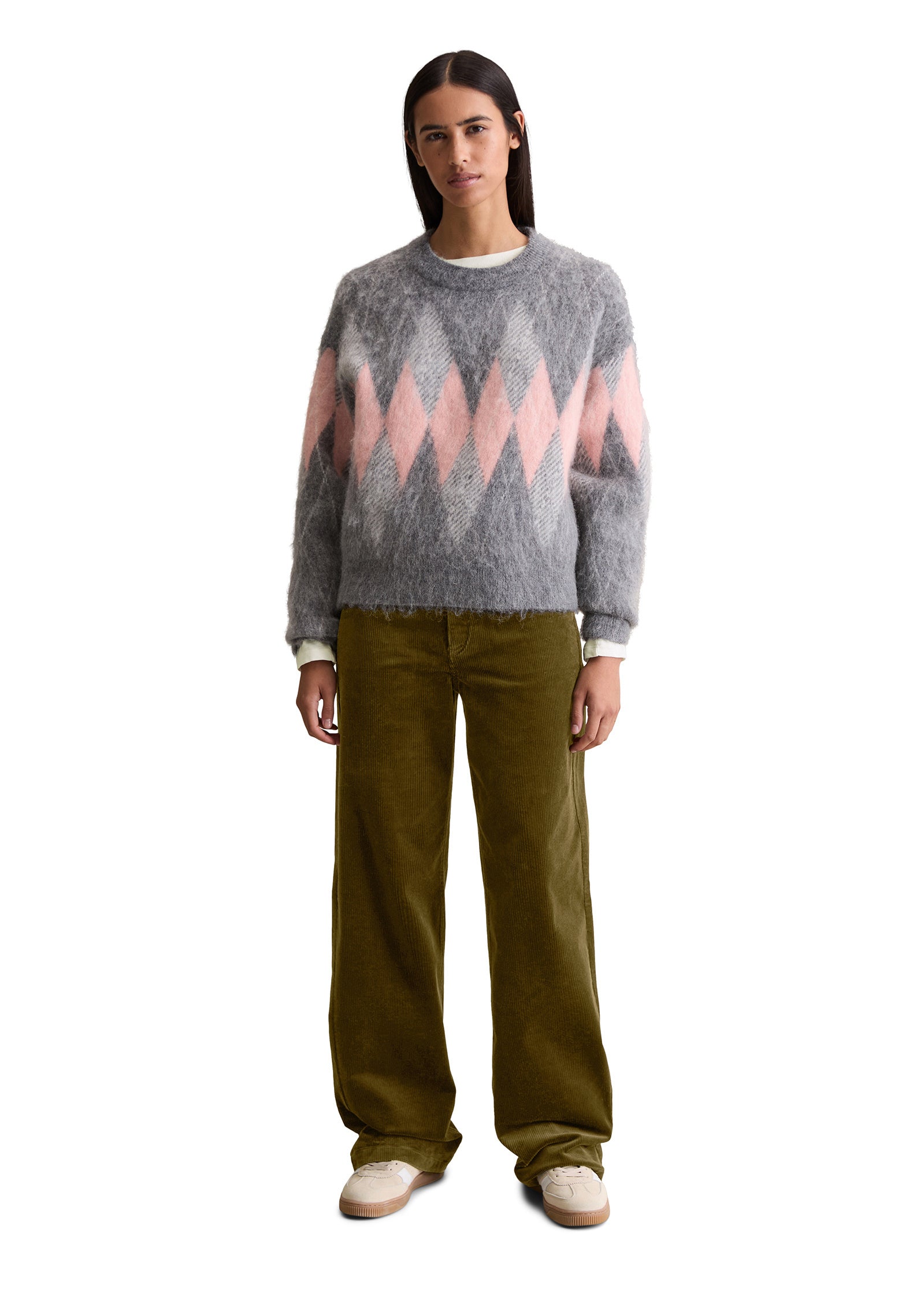 Strickpullover Relaxed Fit - 0826-Medium Grey_Multi_01 - Rosa