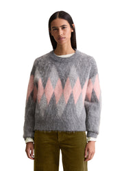 Strickpullover Relaxed Fit - 0826-Medium Grey_Multi_01 - Rosa