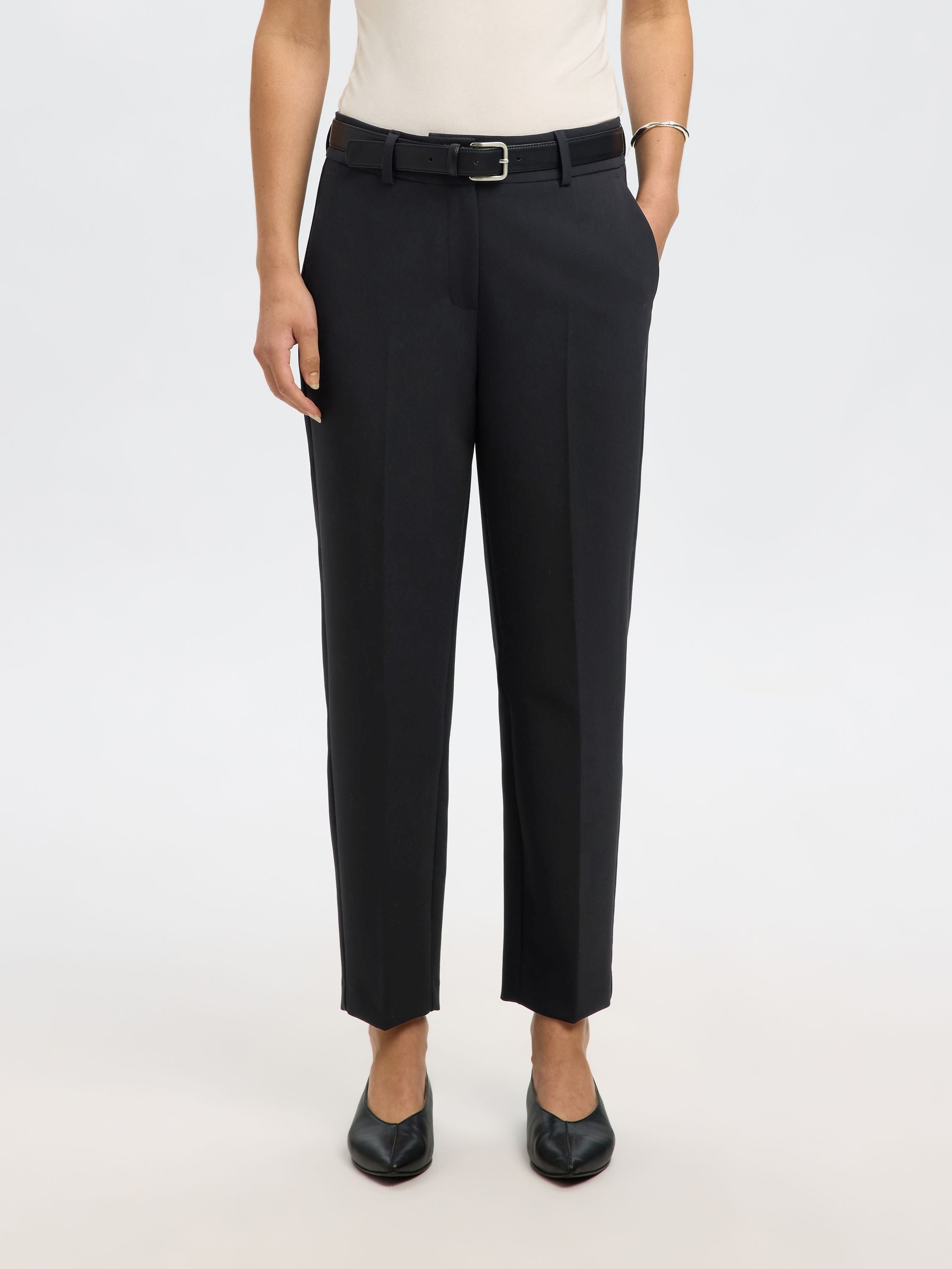 SLFRITA-RIA MW CROPPED PANT FD NOOS - Black - Schwarz