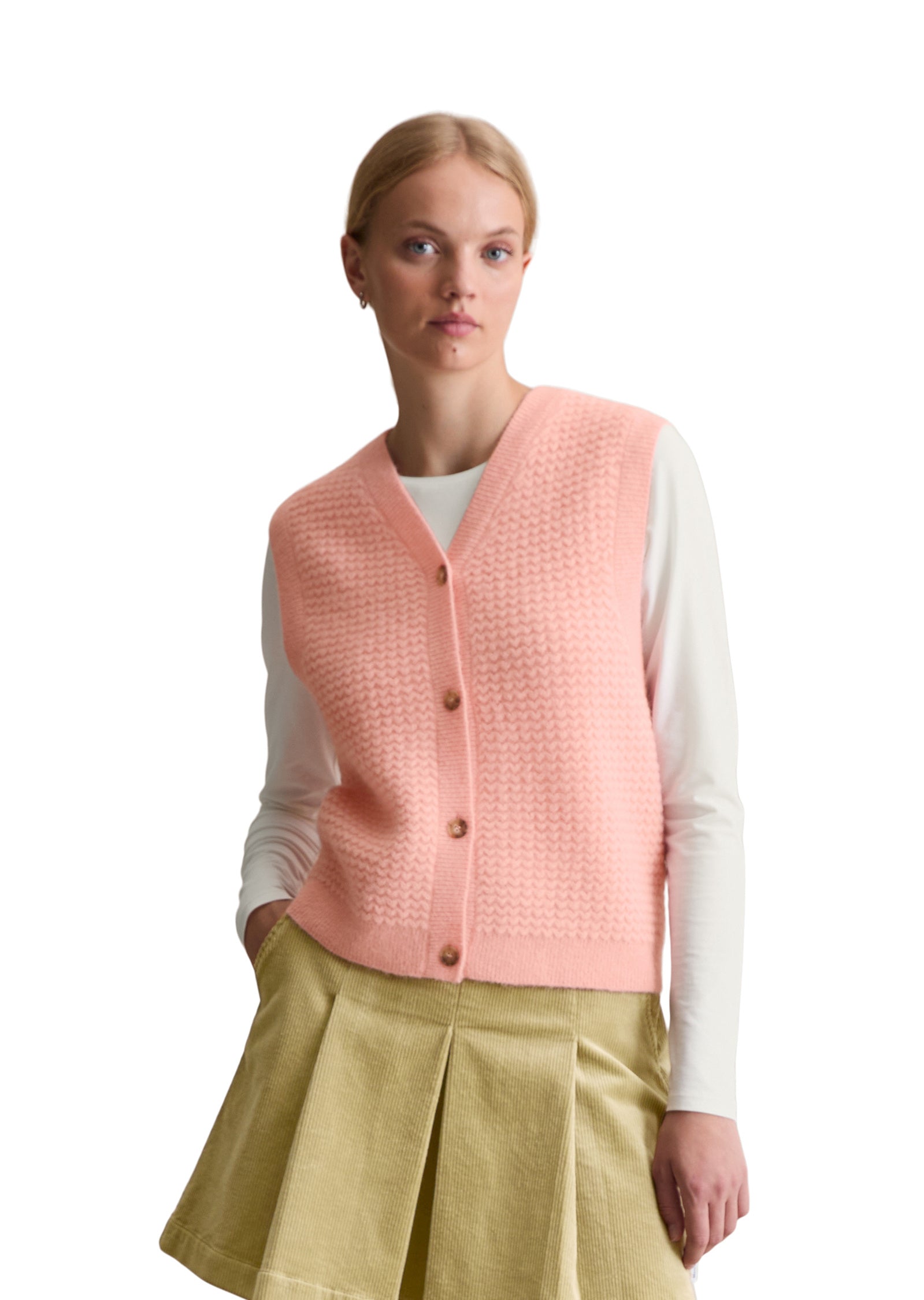 Strickpullunder aus Wollmix - 8177-Rose Powder - Rosa