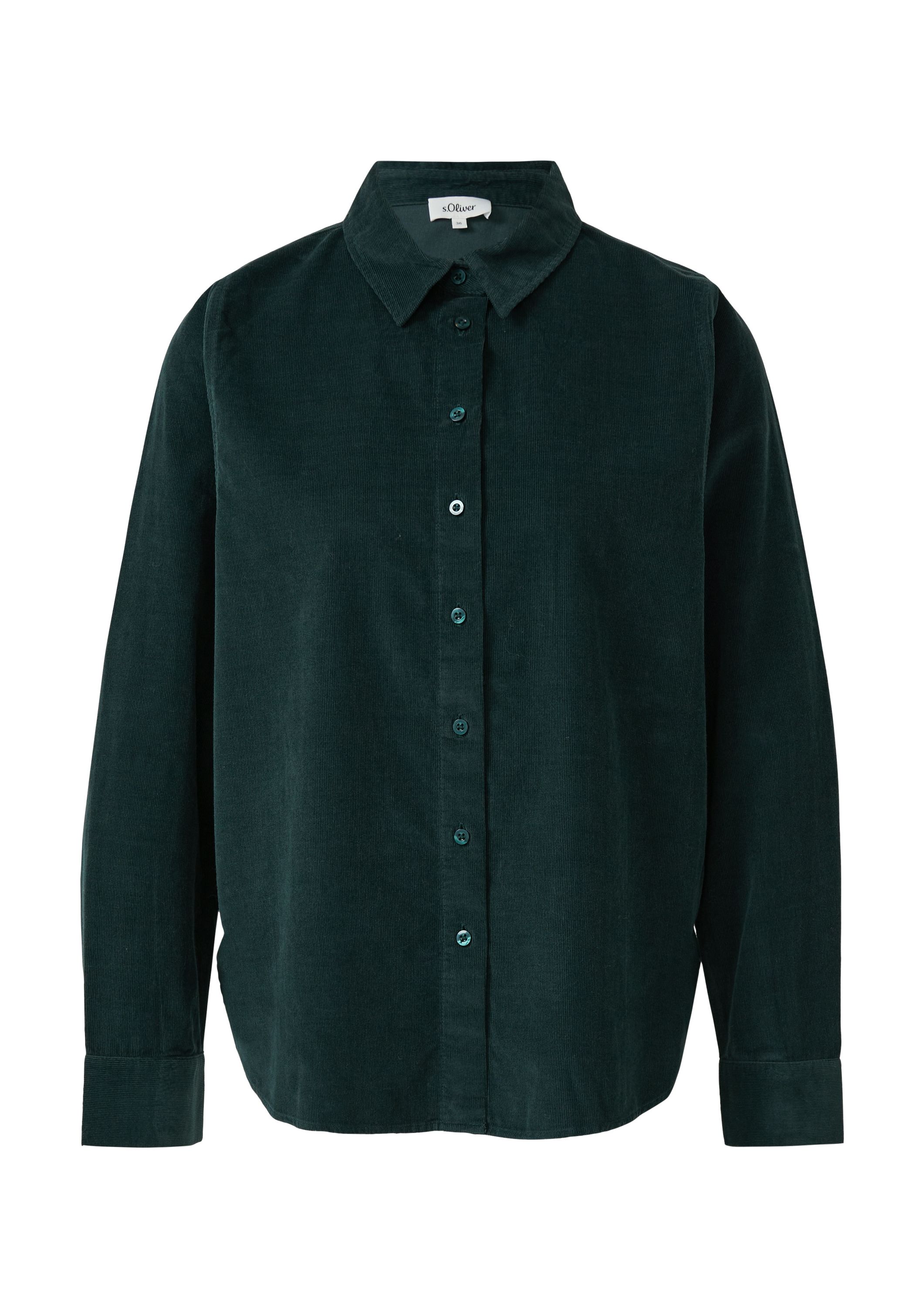 Cord-Bluse aus Baumwolle - 6933-BLUE GREEN - Grün