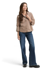 Hemdbluse Loose Fit aus Cord - 32208-soft taupe grey - Beige