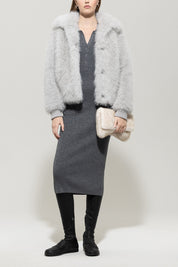 Blouson aus Fake Fur - 152 - Grau