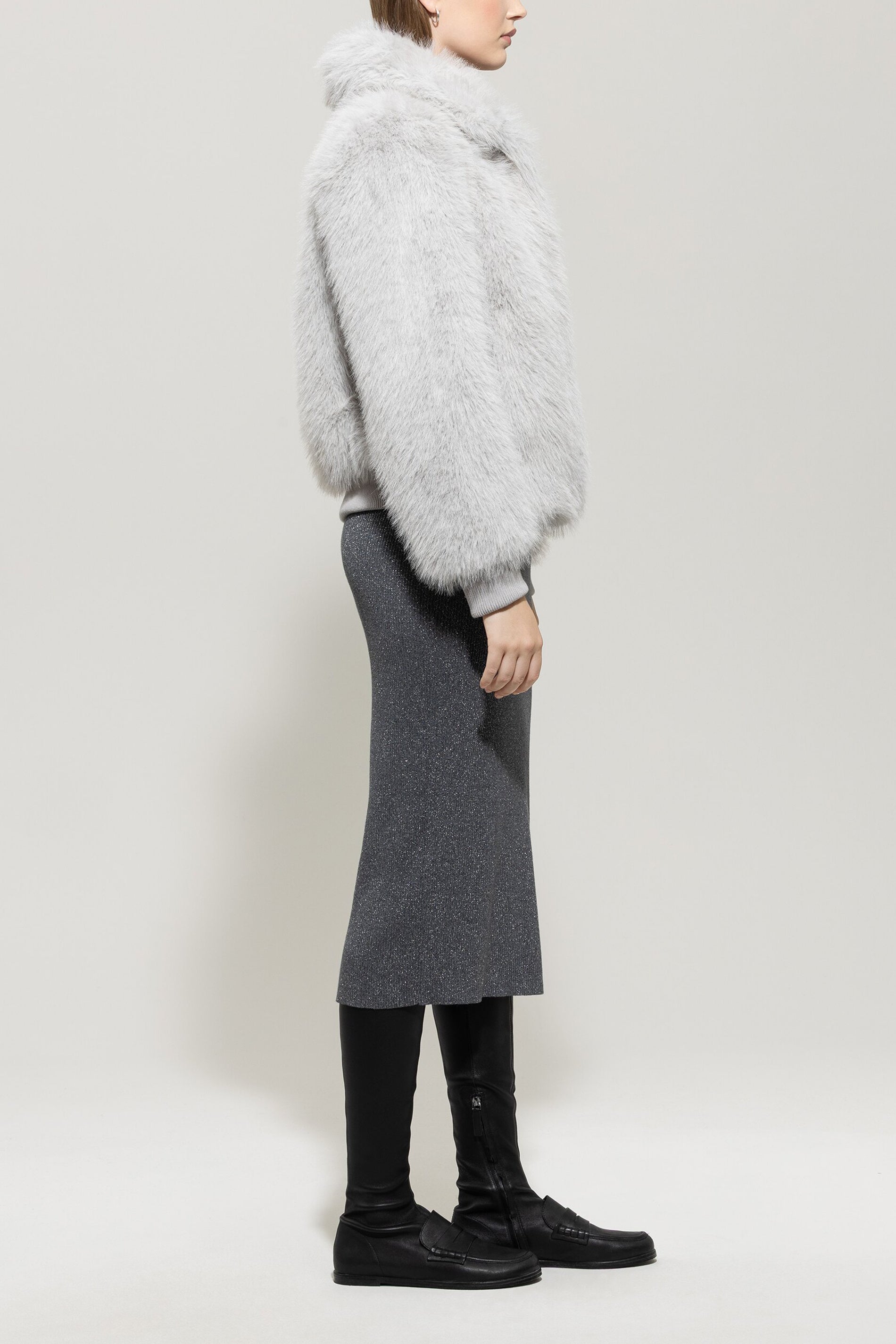 Blouson aus Fake Fur - 152 - Grau