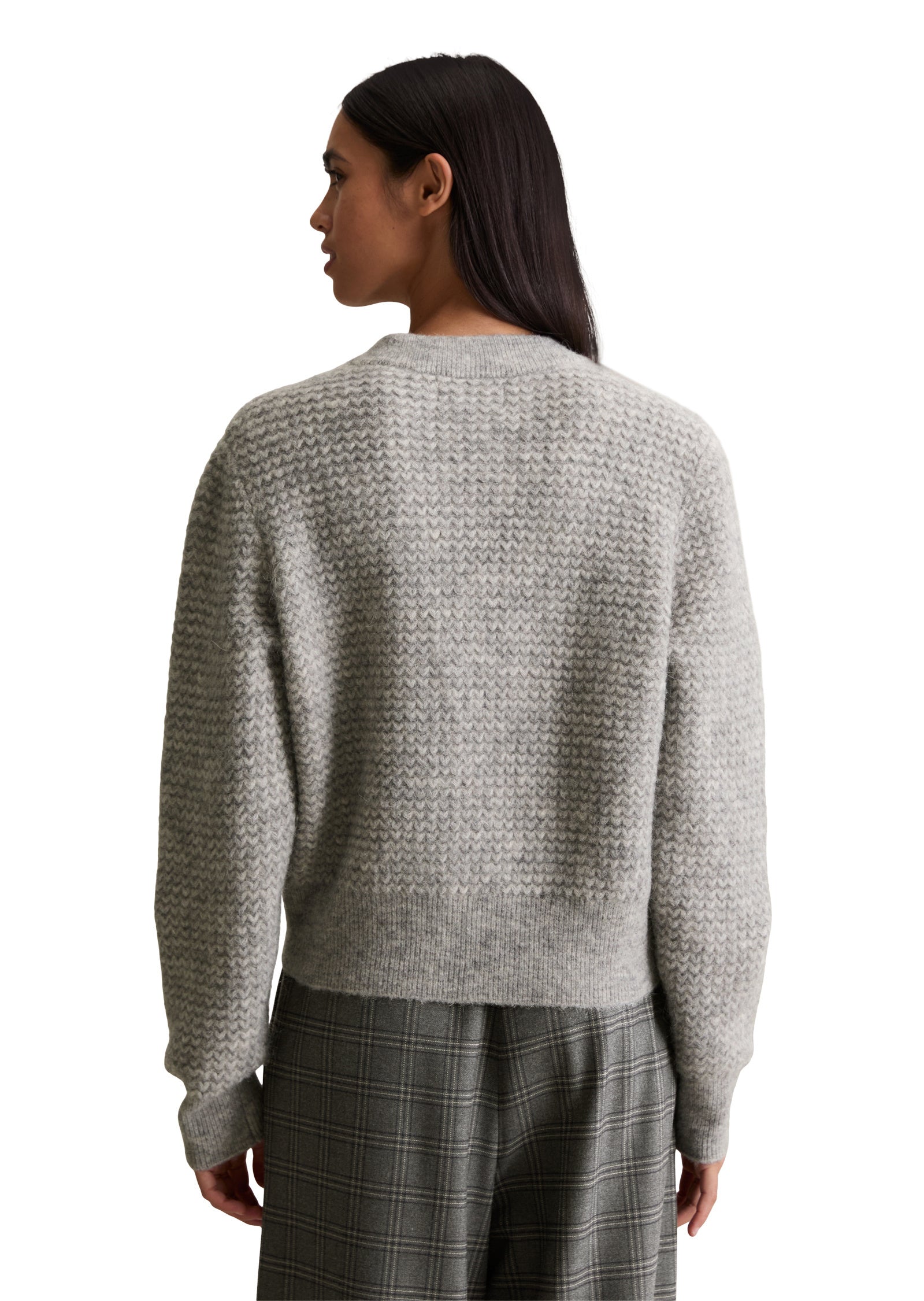 Strickjacke aus Wollmix - 0910-Stone Melange - Grau