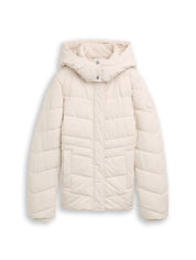 Puffer-Jacke mit abnehmbarer Kapuze - 27609-cold beige - Creme