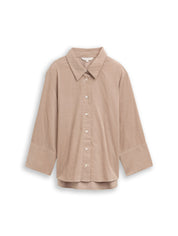 Hemdbluse Loose Fit aus Cord - 32208-soft taupe grey - Beige