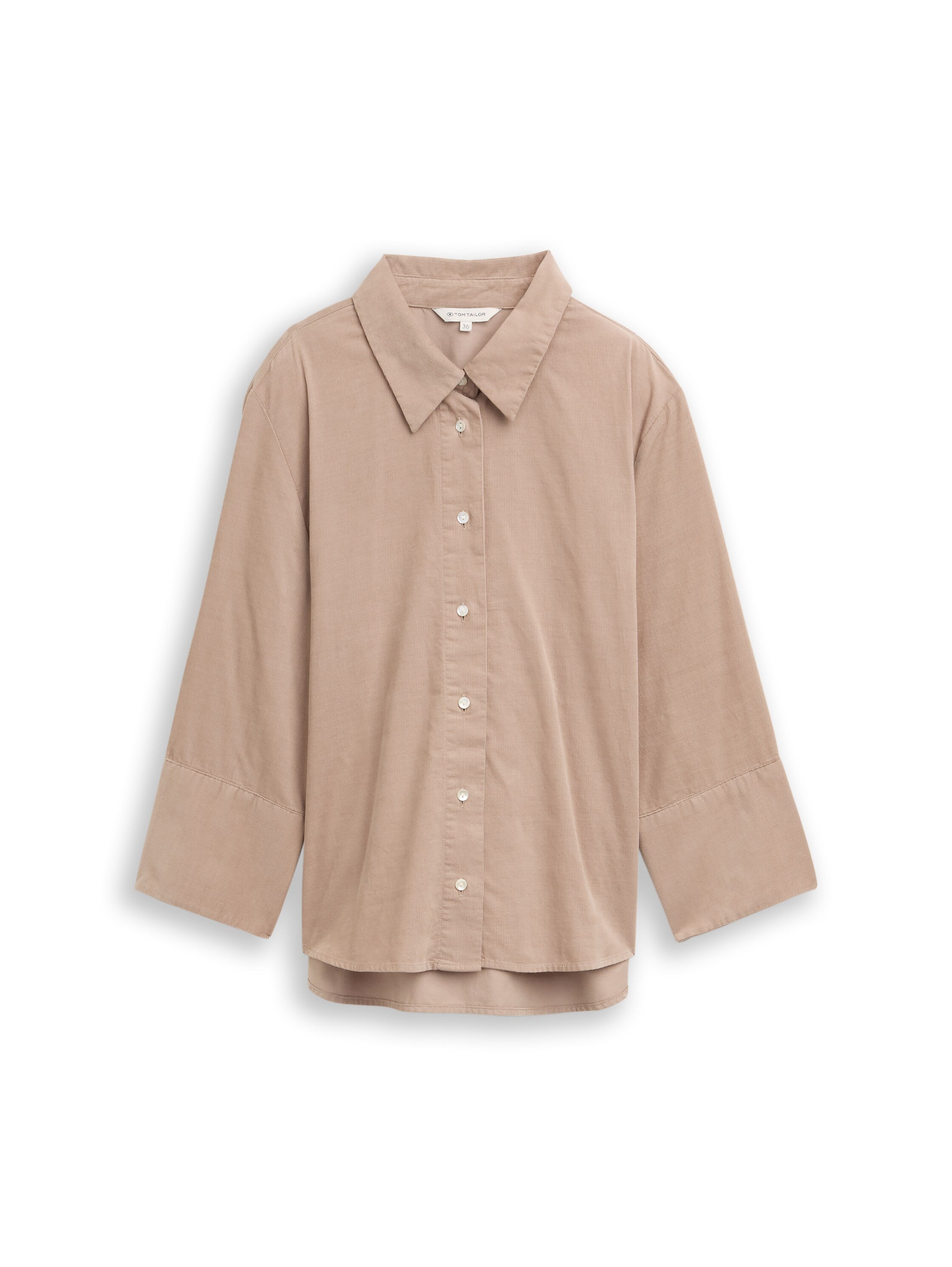 Hemdbluse Loose Fit aus Cord - 32208-soft taupe grey - Beige