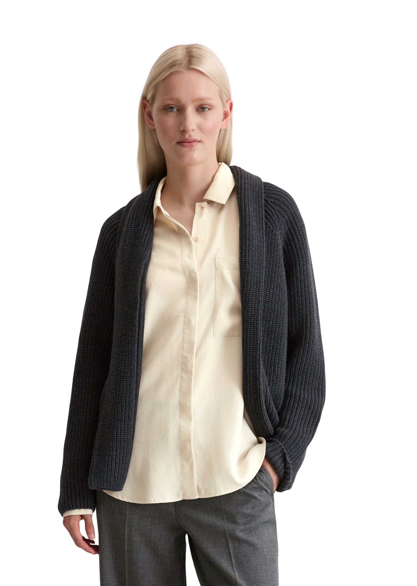 Strickcardigan aus Baumwolle - 975-night grey melange - Grau