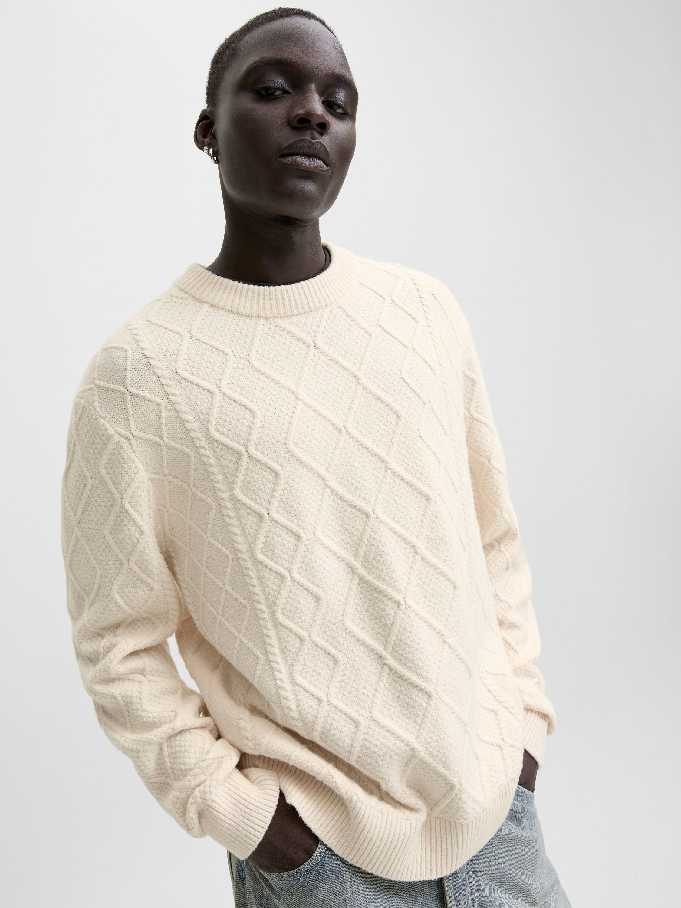 Strickpullover aus Baumwollmix - Sea Salt - Creme