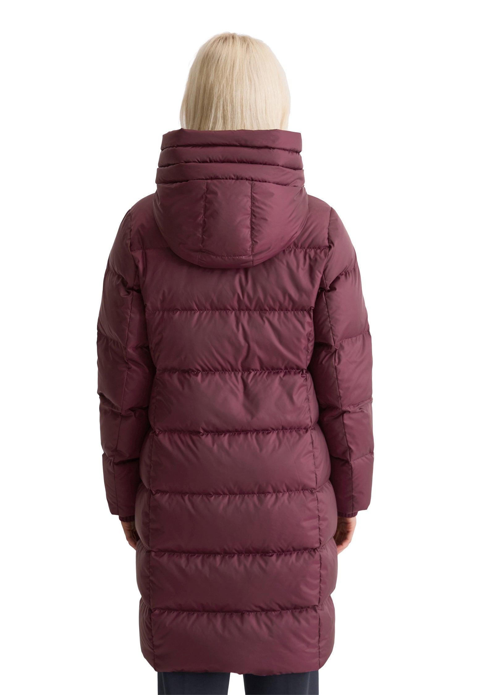 Daunenmantel mit Kapuze - 360-aubergine red - Rot