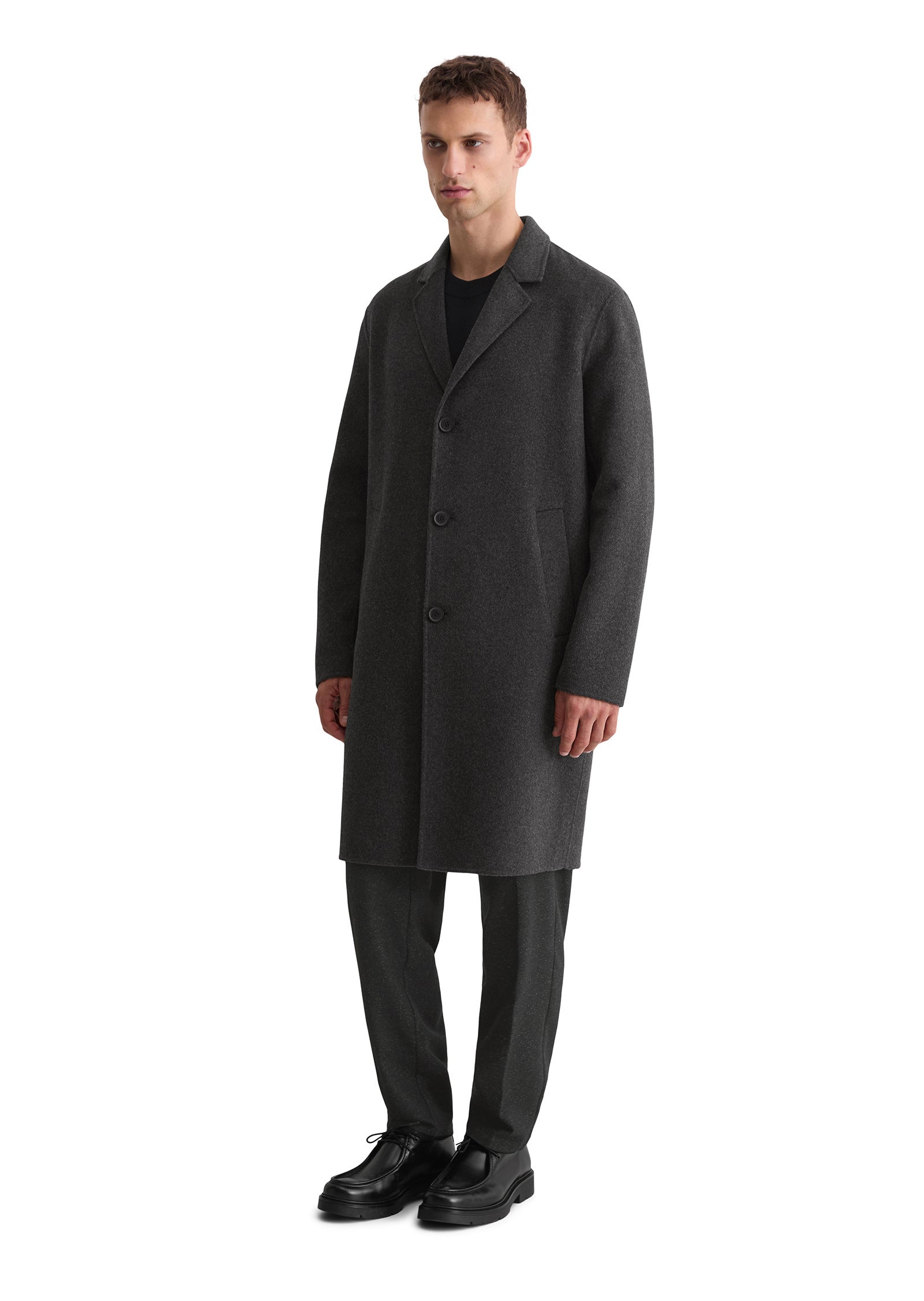 Wollmantel mit Reversekragen - 989-dark grey melange - Grau