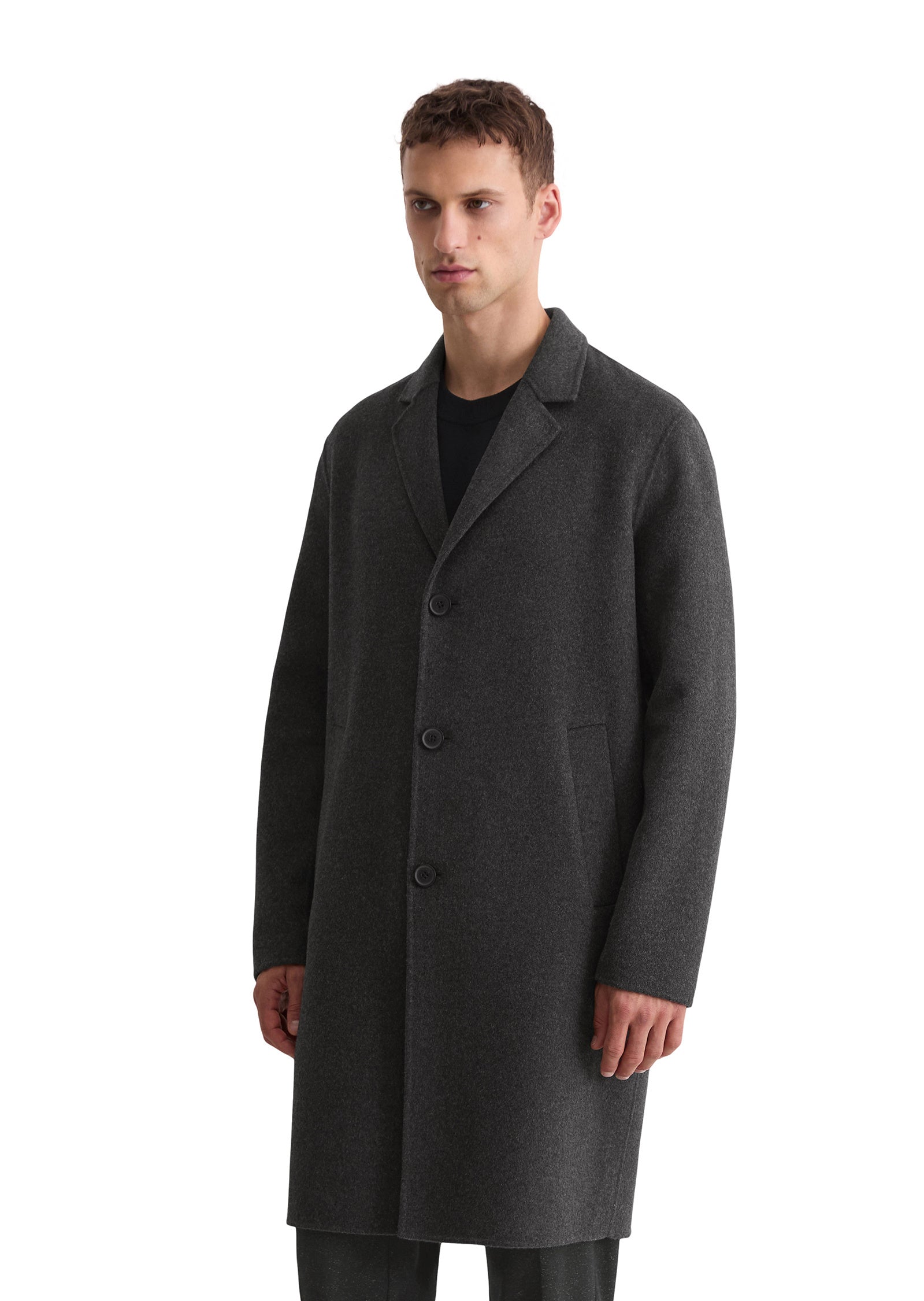 Wollmantel mit Reversekragen - 989-dark grey melange - Grau