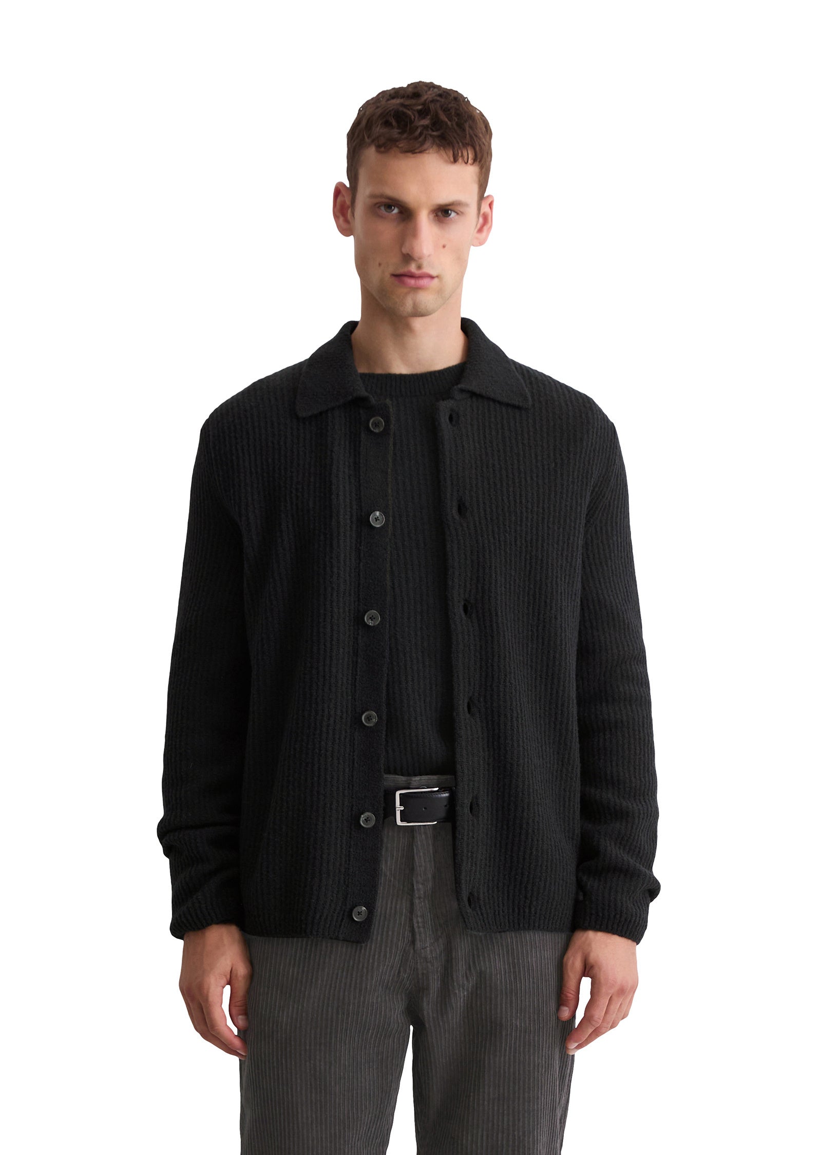 Strickjacke aus Schurwoll-Mix - 990-black - Schwarz