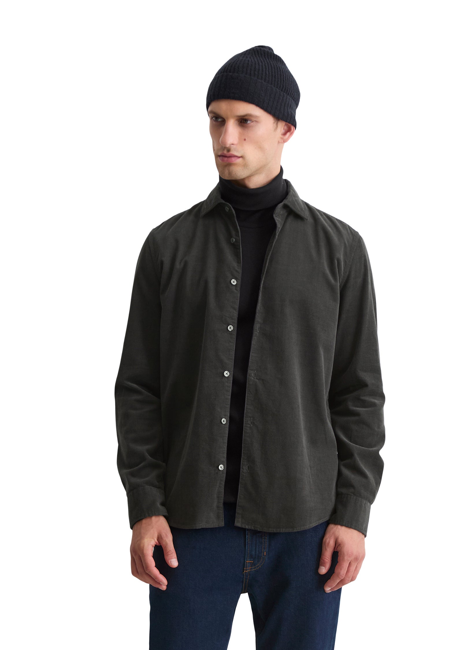 Cordhemd Shaped Fit - 985-broken graphite - Grau