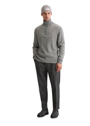 Strickpullover mit Troyerkragen - 969-graphite grey melange - Grau