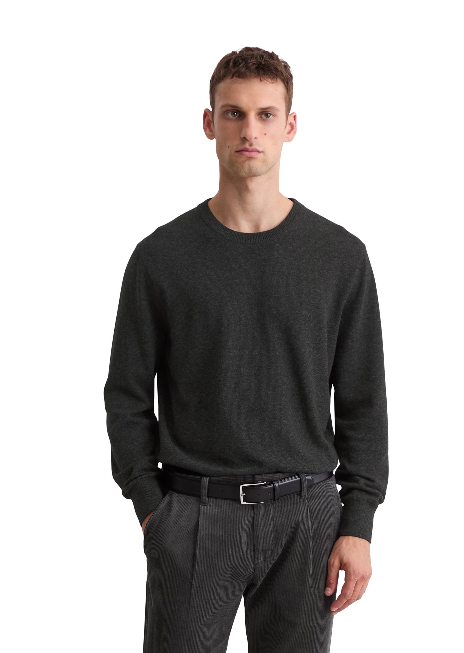 Strickpullover aus Baumwollmix - 989-dark grey melange - Grau