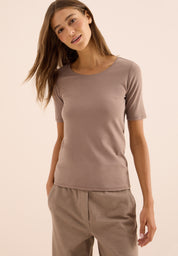 T-Shirt aus Baumwolle - 17188 cocoa taupe - Braun