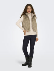 Weste DANA aus Fake Fur - Silver Mink - Beige