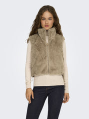 Weste DANA aus Fake Fur - Silver Mink - Beige