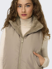 Weste DANA aus Fake Fur - Silver Mink - Beige