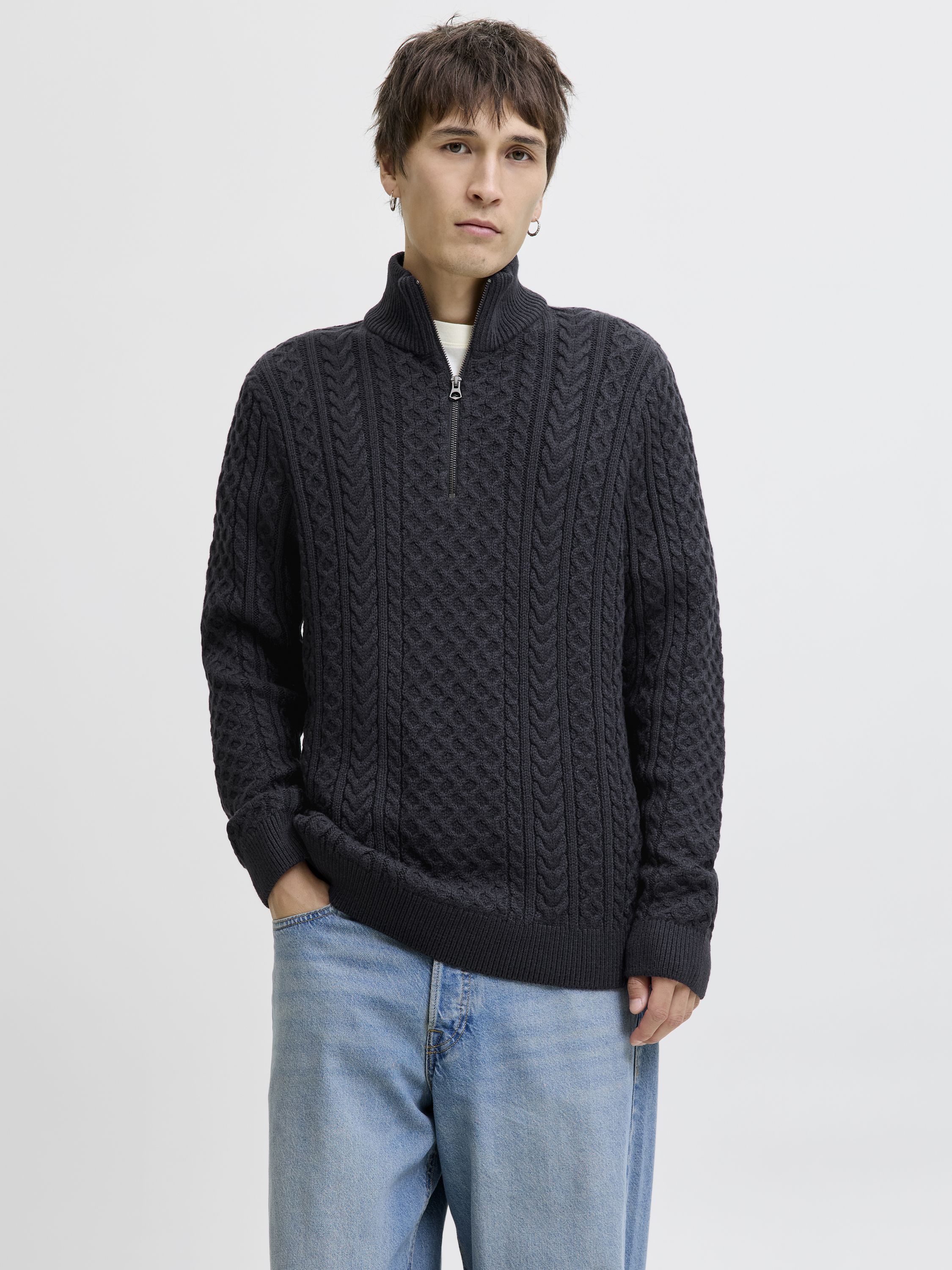 Strickpullover aus Baumwollmix - Dark Navy - Blau