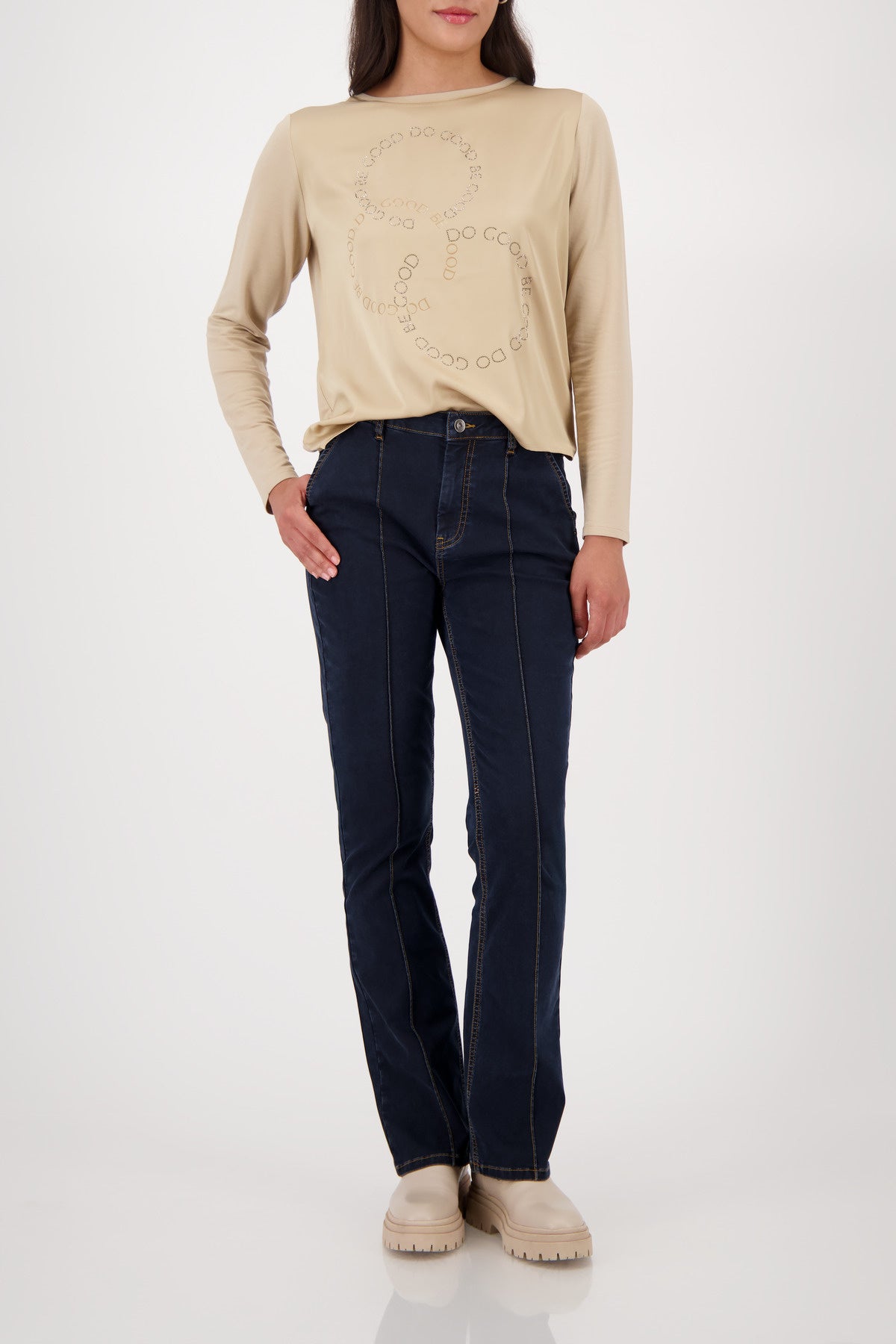 Langarmshirt aus Viskosemix - 532 cinnamon - Beige
