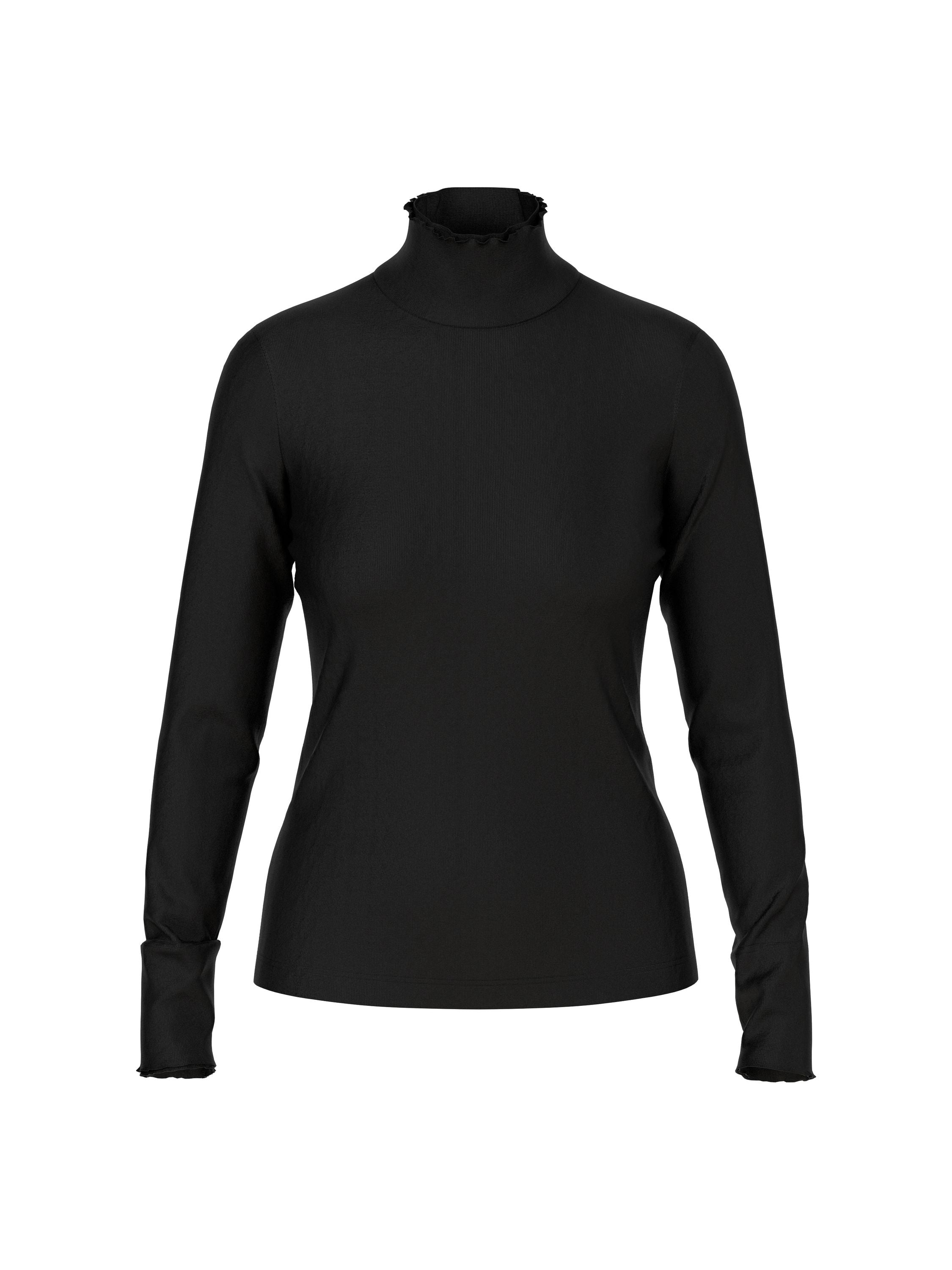 Langarmshirt mit Rollkragen - 900 - Schwarz