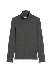 Dünner Strickpullover mit Rollkragen - 927-rocky grey melange - Grau