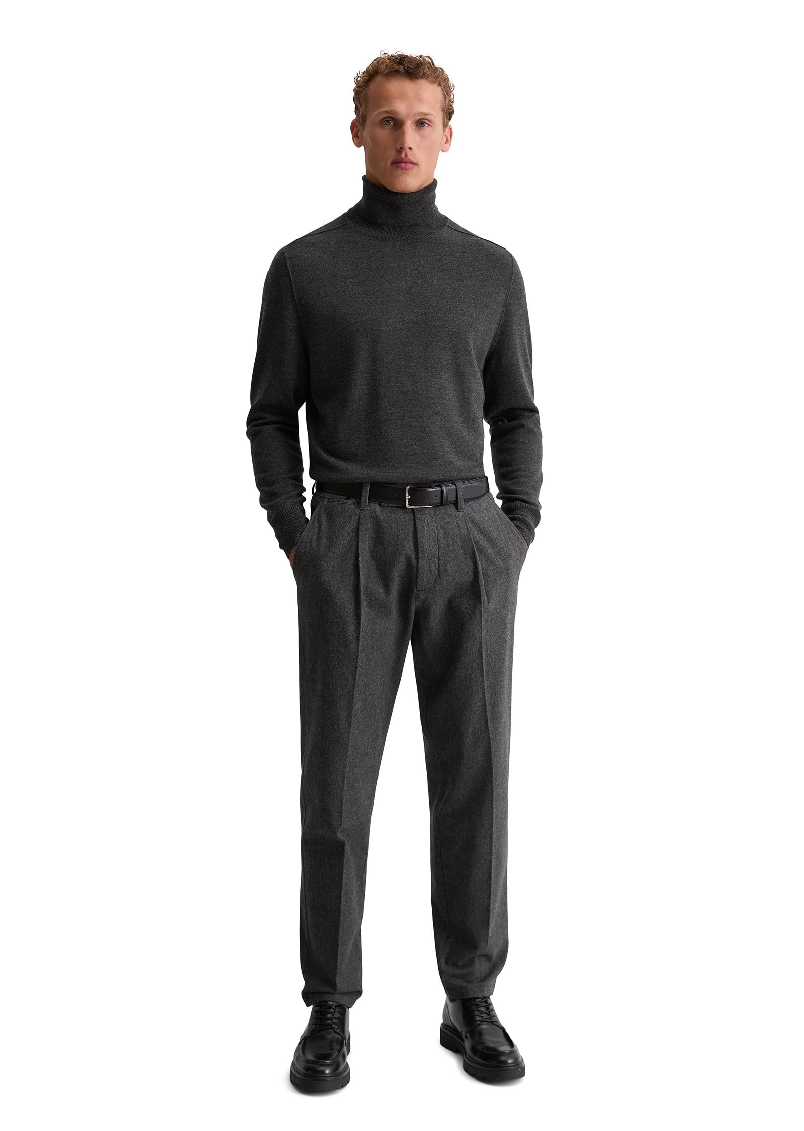 Strickpullover mit Turtleneck - 989-dark grey melange - Grau