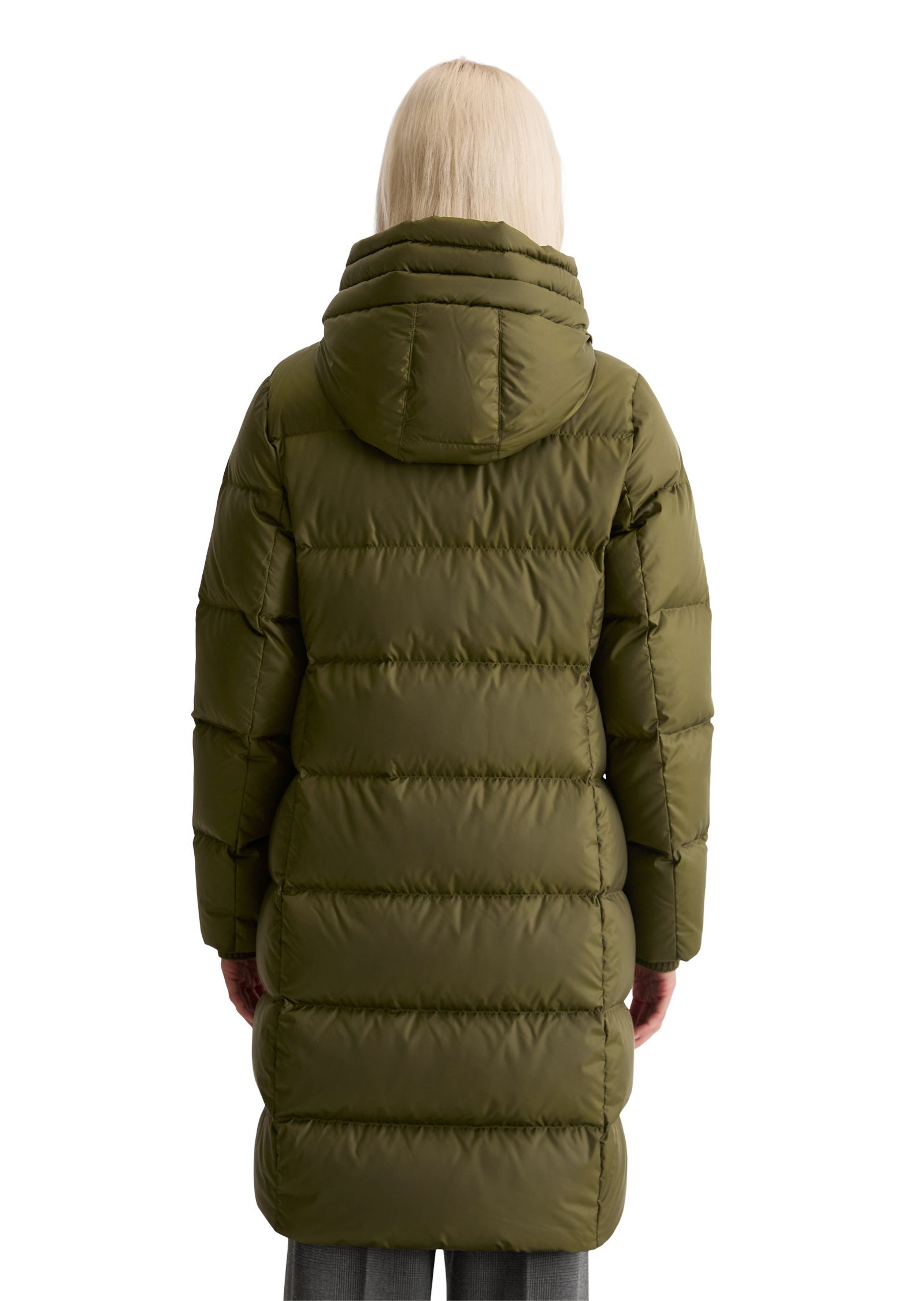 Daunenmantel mit Kapuze - 490-mossy olive - Grün