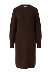 Strickkleid Midi aus Baumwollmix - 8945-BROWN - Braun