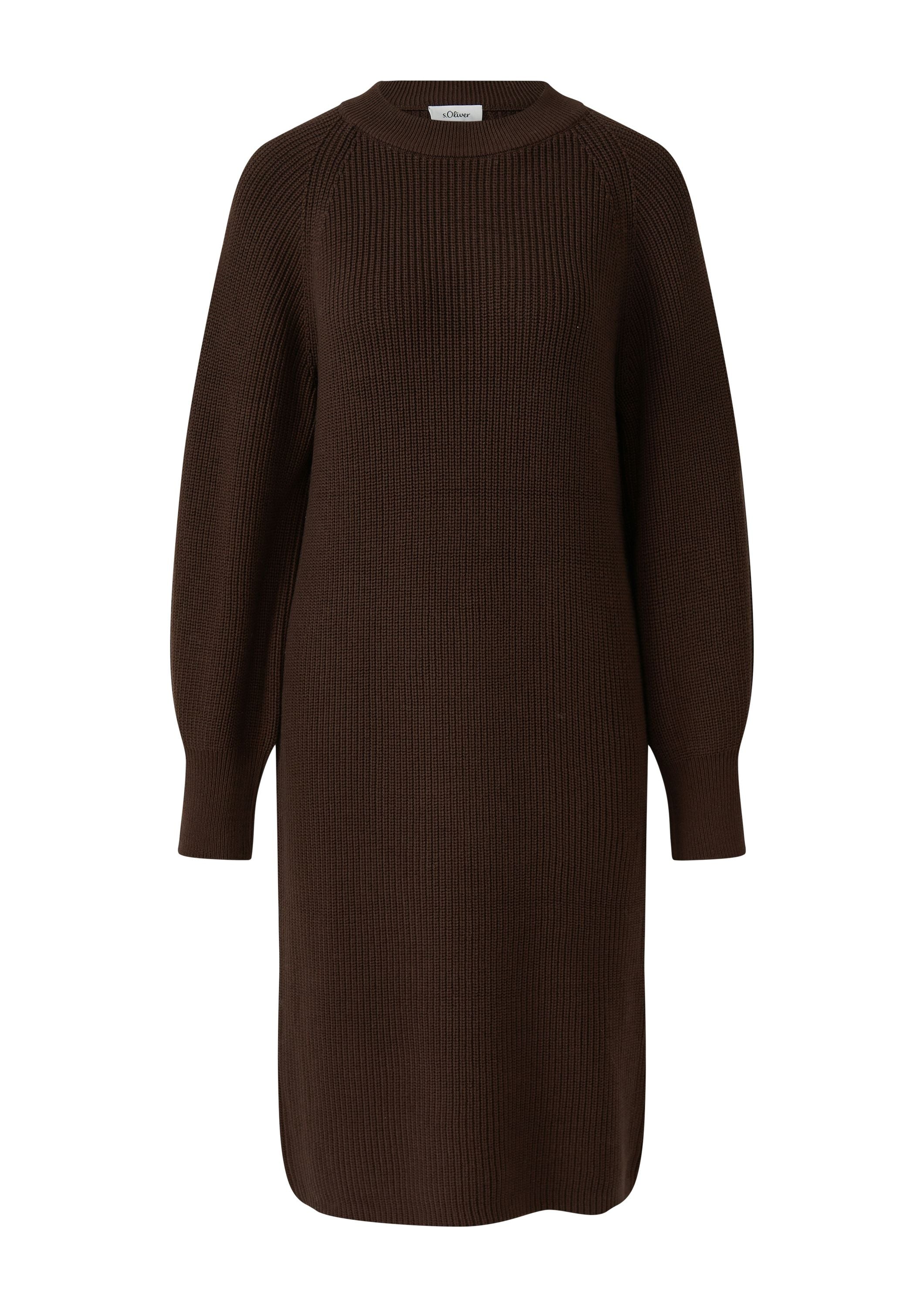 Strickkleid Midi aus Baumwollmix - 8945-BROWN - Braun