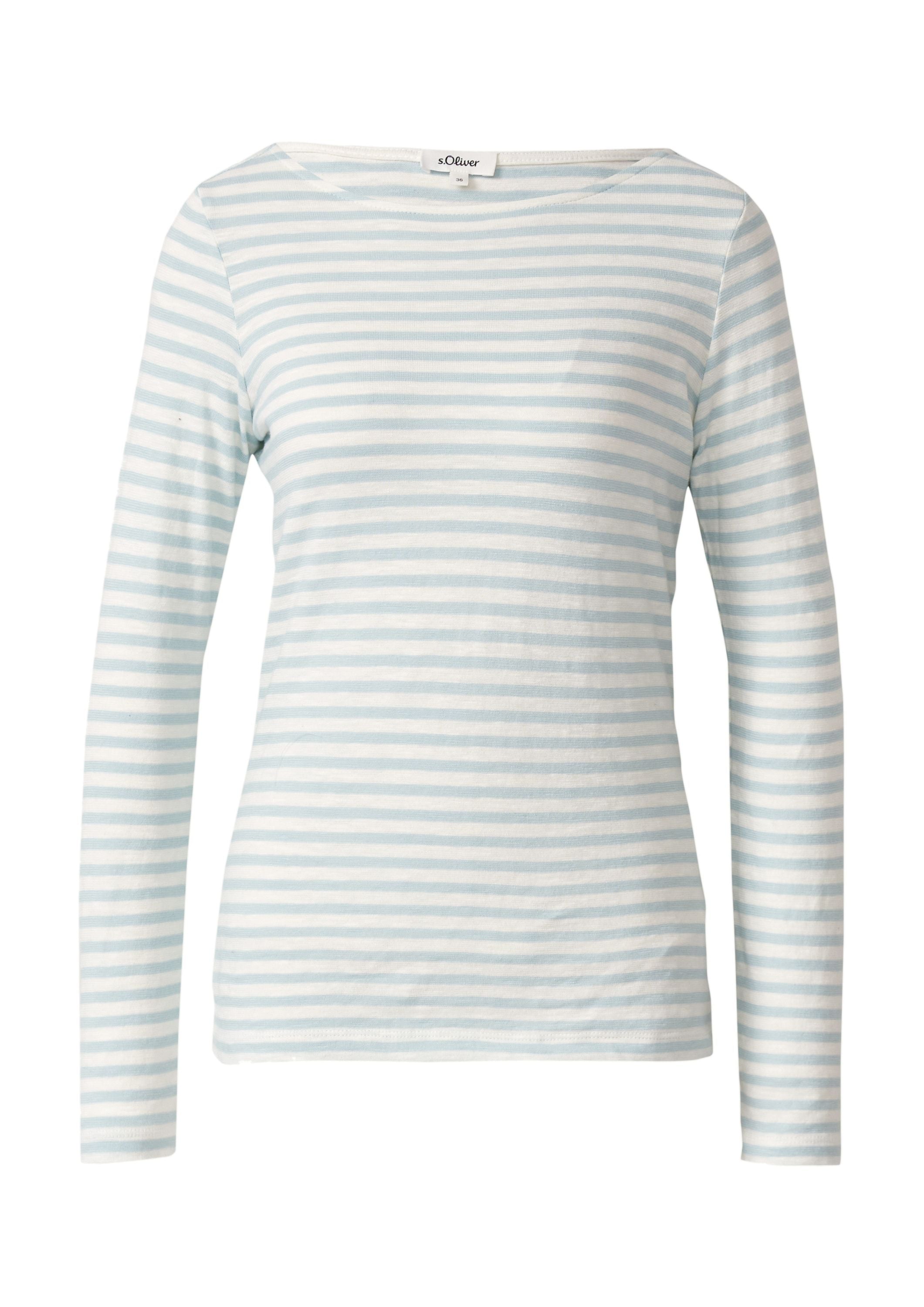 Langarmshirt gestreift aus Baumwolle - 64G4-BLUE GREEN - Blau