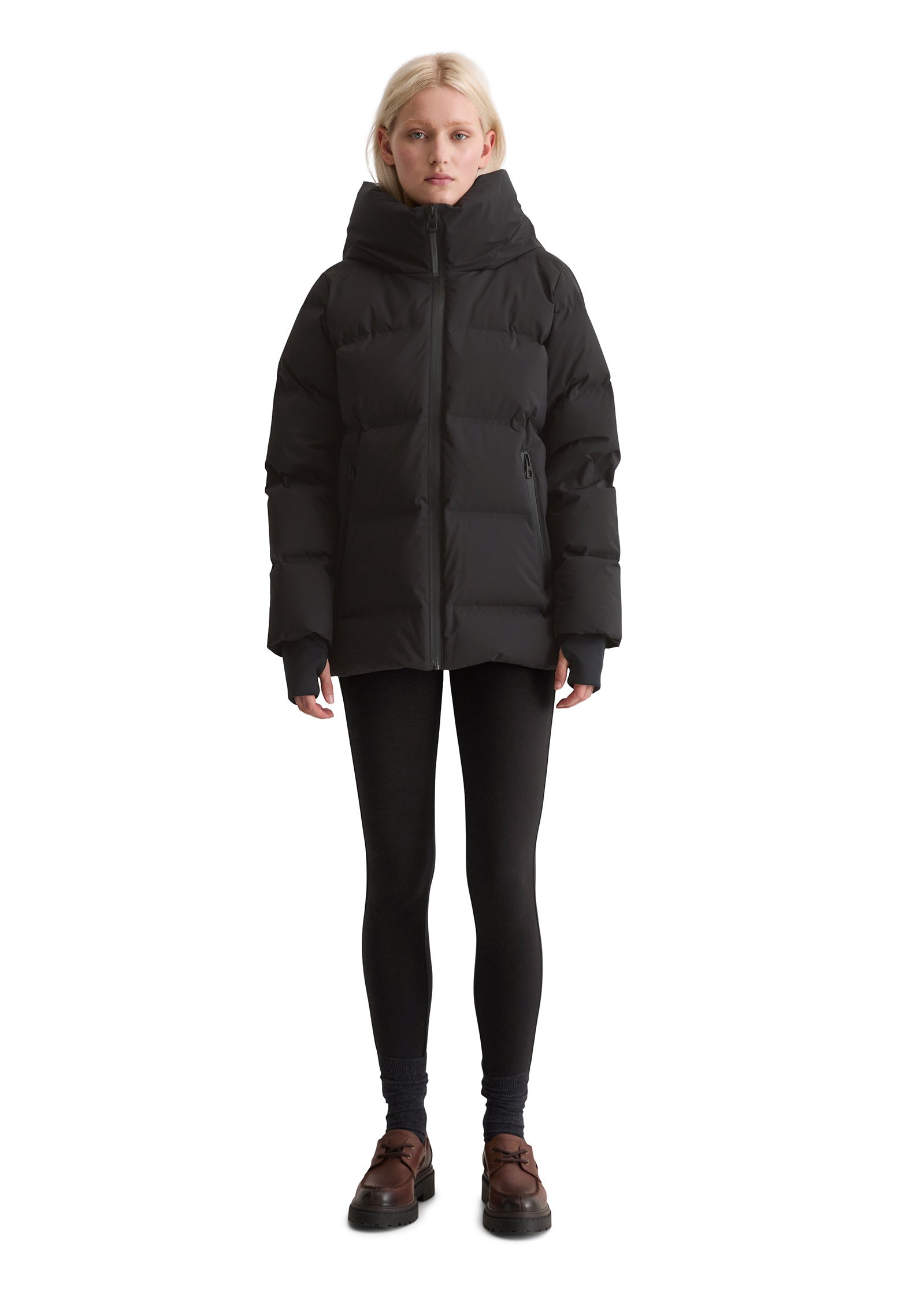 Daunenjacke mit Kapuze - 990-black - Schwarz