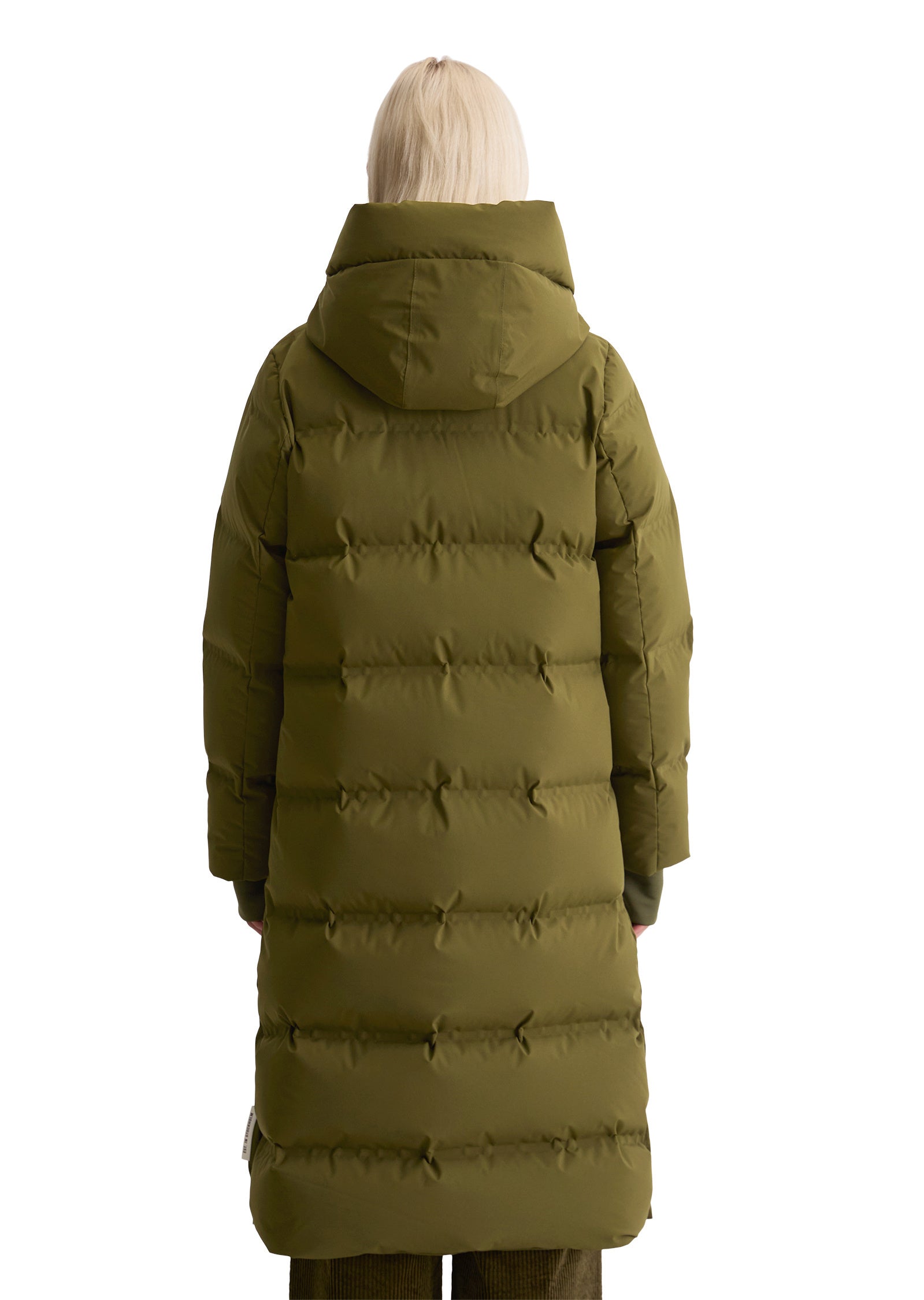 Daunenmantel mit Kapuze - 490-mossy olive - Grün