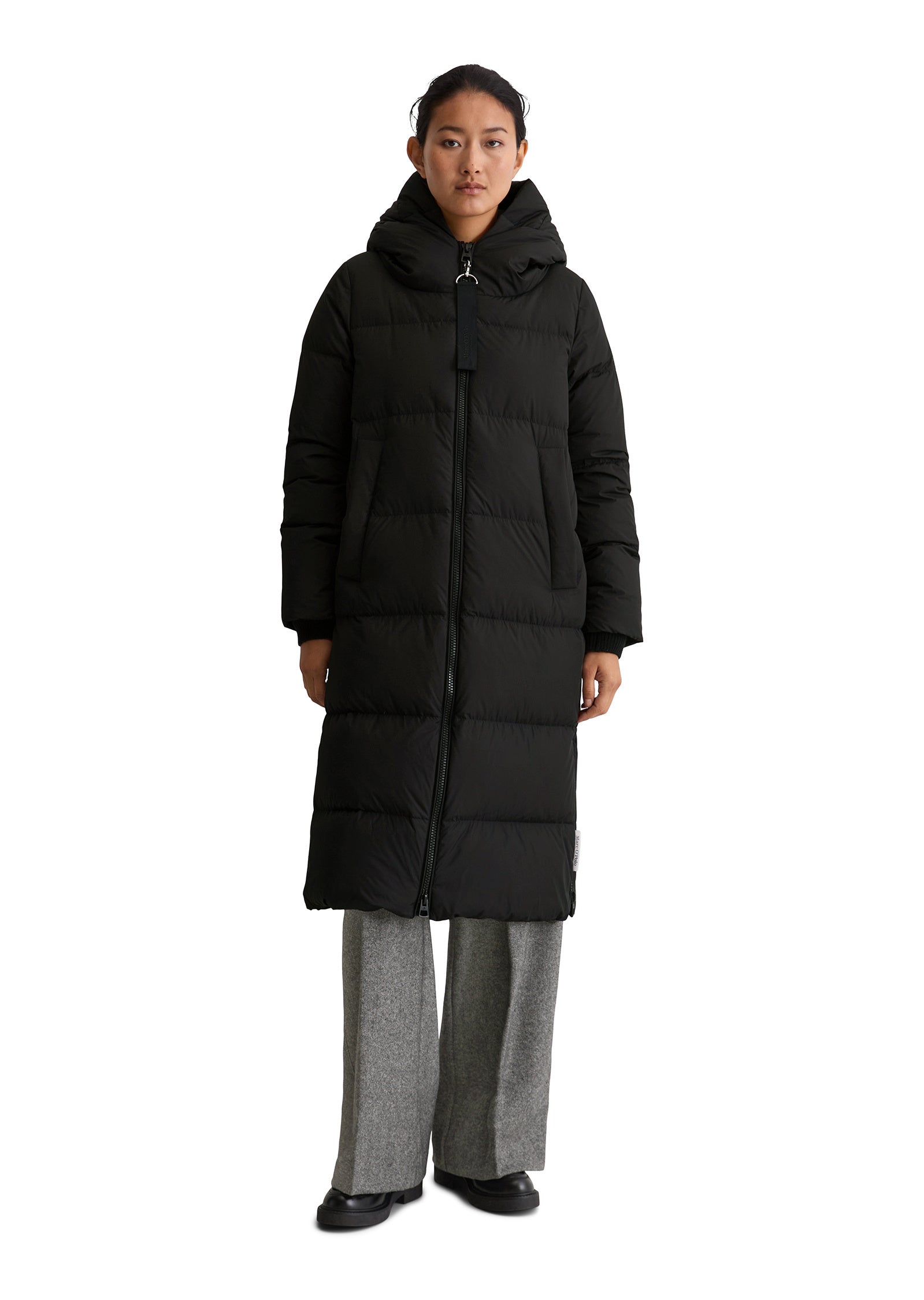 Daunenmantel mit Kapuze - 990-black - Schwarz