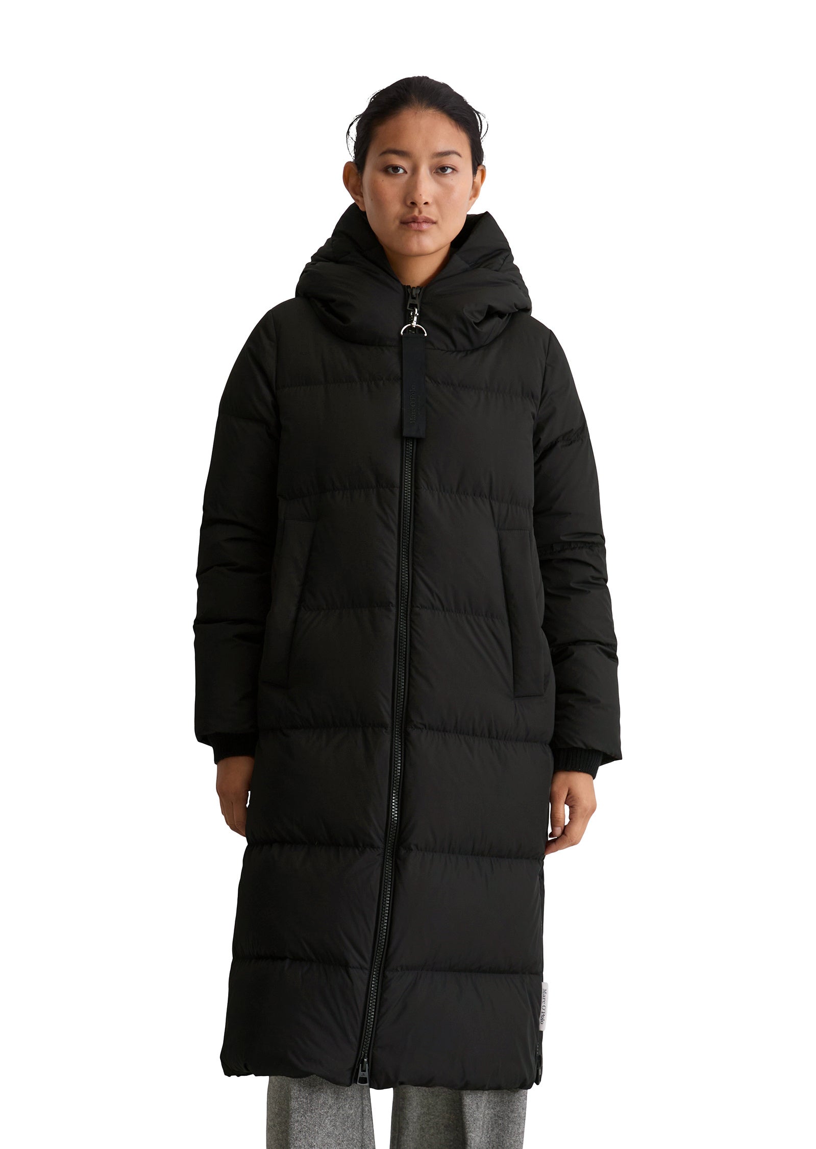 Daunenmantel mit Kapuze - 990-black - Schwarz