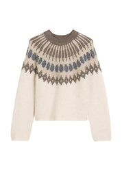 Strickpullover aus Schurwollmix - J40-fair isle / white cotton - Creme