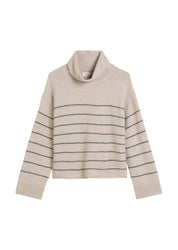 Strickpullover aus Schurwollmix - J42-striped / chalky mauve mel - Beige