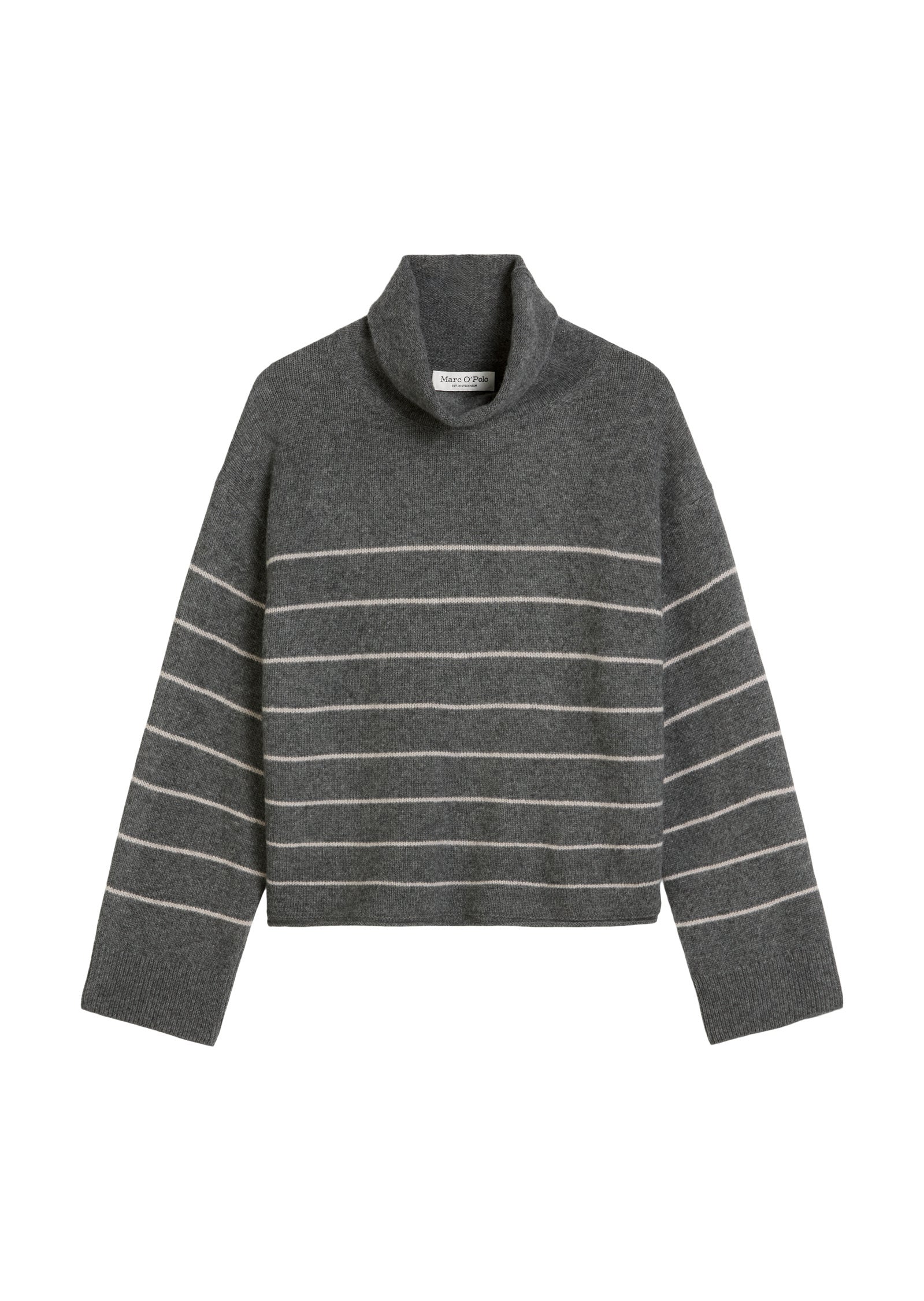 Strickpullover aus Schurwollmix - J41-striped / rocky grey melan - Grau