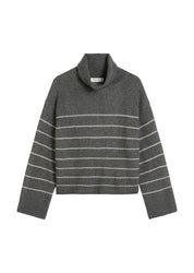 Strickpullover aus Schurwollmix - J41-striped / rocky grey melan - Grau