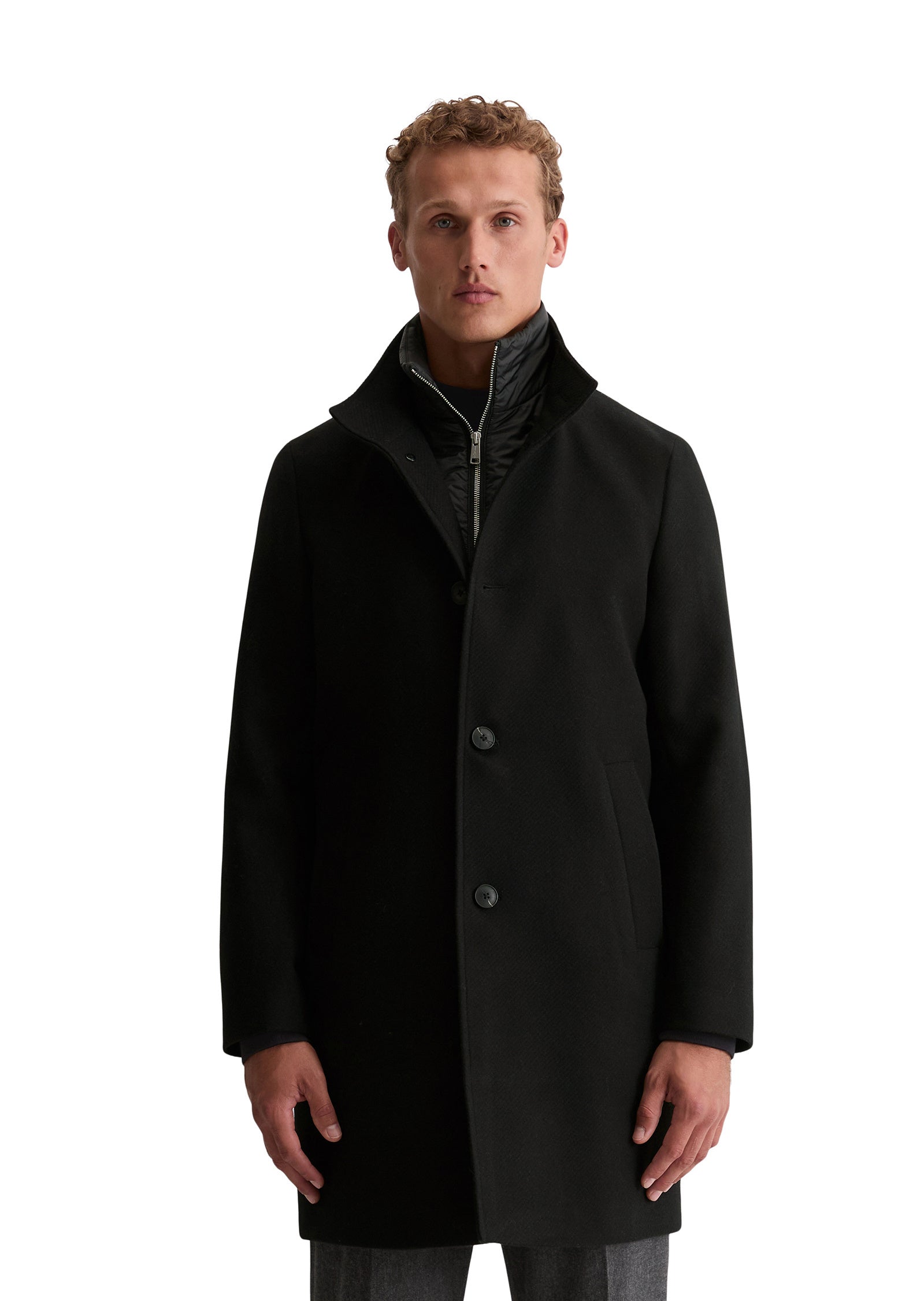 Mantel aus Wollmix - 990-black - Schwarz