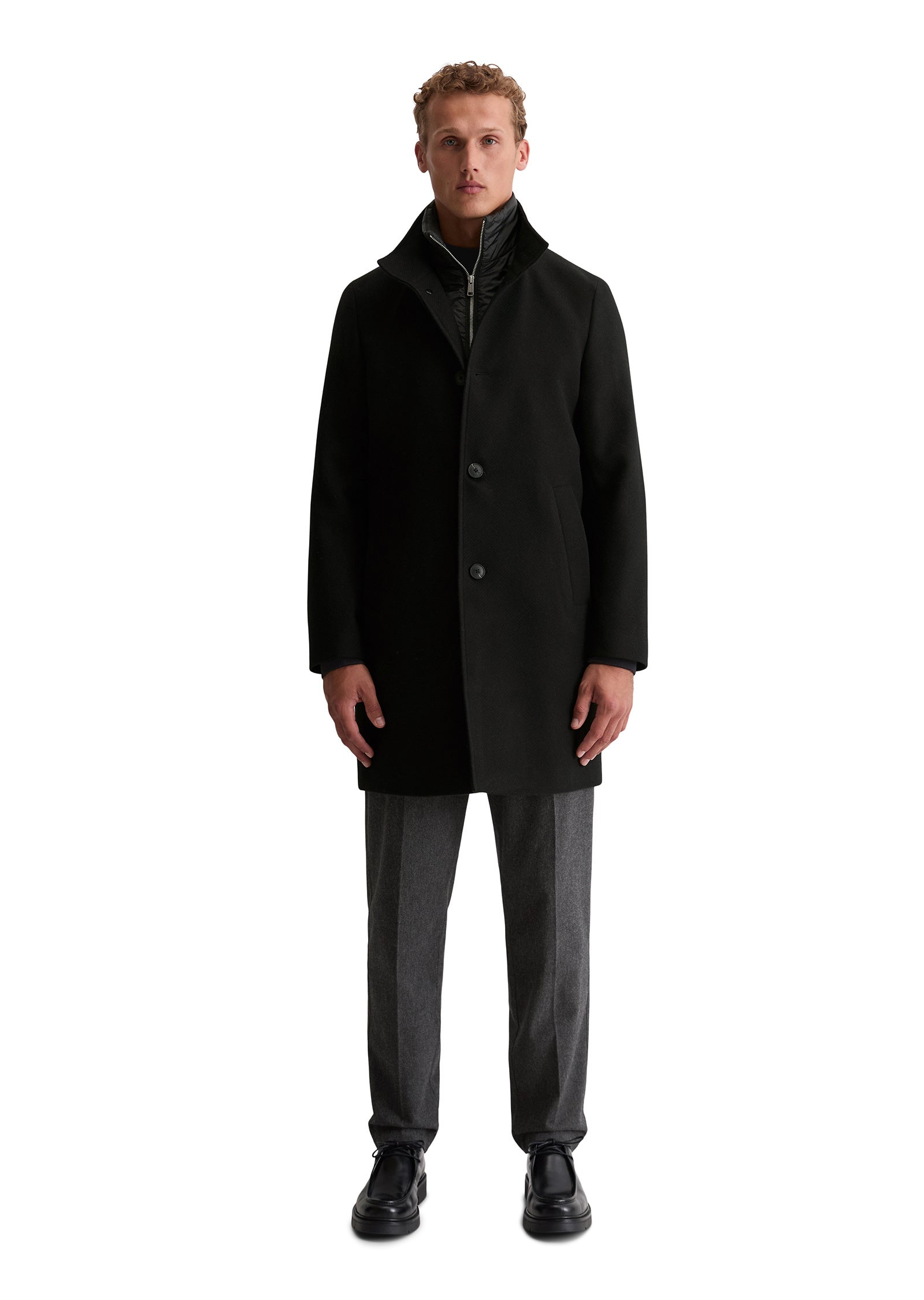 Mantel aus Wollmix - 990-black - Schwarz
