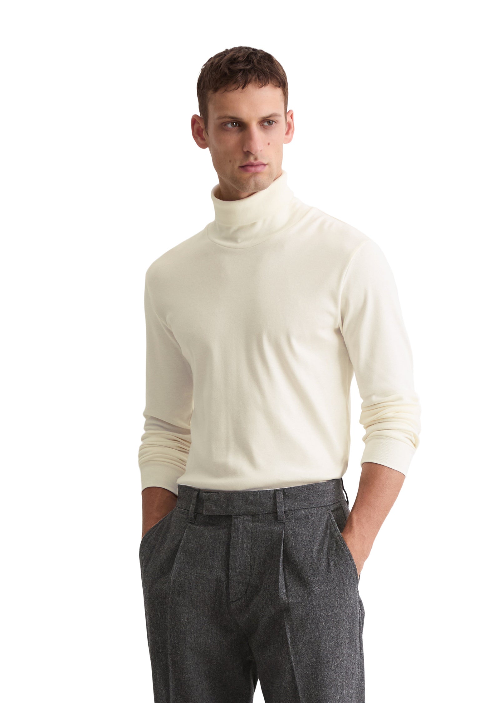 Strickpullover mit Turtleneck - 152-white cotton - Weiß
