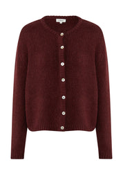 Strickjacke mit Rundhalsausschnitt - 3902-RED - Rot