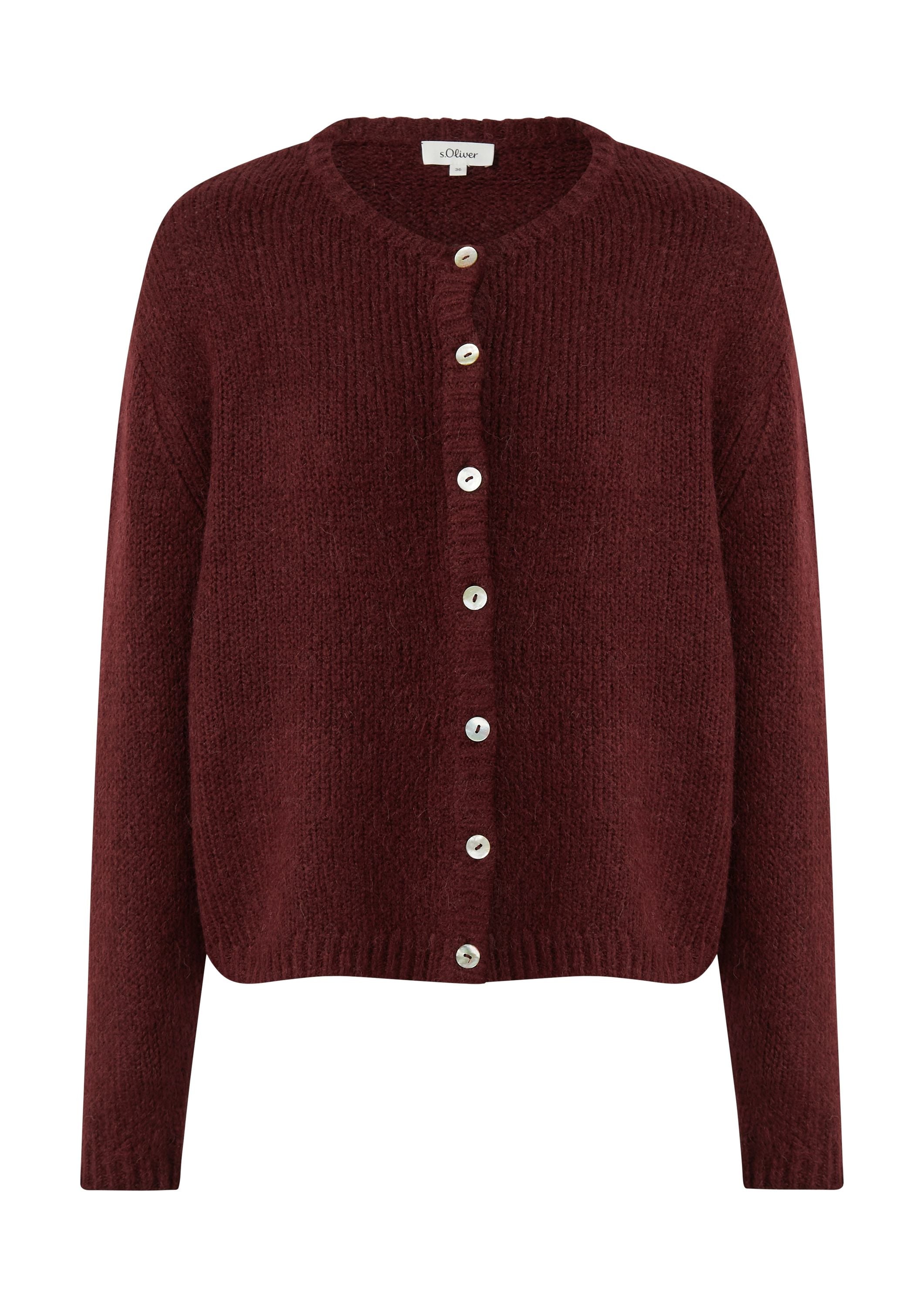 Strickjacke mit Rundhalsausschnitt - 3902-RED - Rot