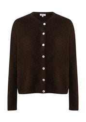 Strickjacke mit Rundhalsausschnitt - 8945-BROWN - Braun