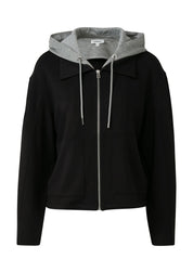 Sweatshirt-Jacke aus Viskosemix - 9999-GREY/BLACK - Schwarz
